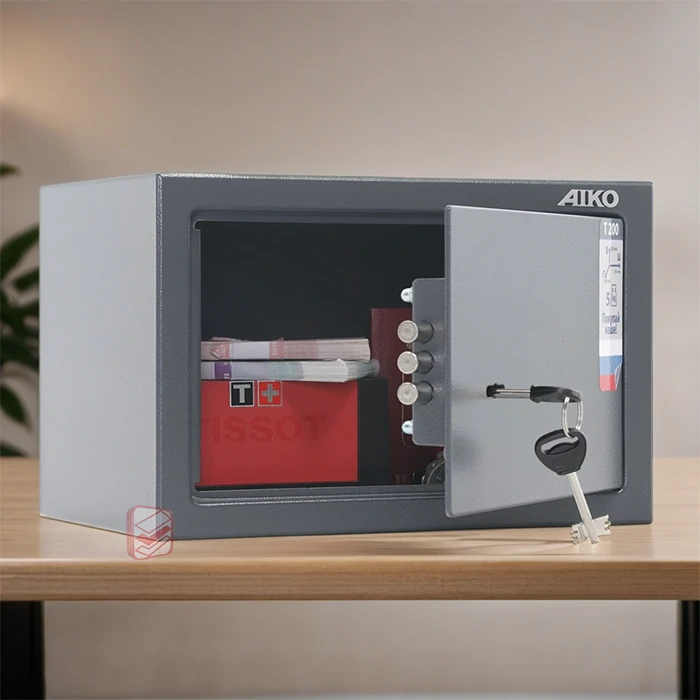 Сейф небольшой с ключевым замком AIKO T-200 KL интерьер фото СтеллажМастер Сейф небольшой с ключевым замком AIKO T-200 KL интерьер фото СтеллажМастер